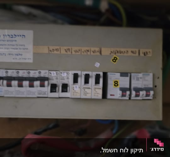 לוח חשמל עם מפסקים וחוטים